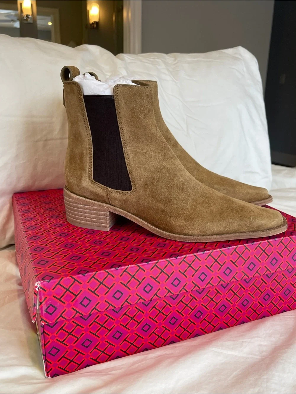 Tory Burch Suede Chelsea Ankle Boots